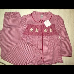 NEW Janie & Jack Gingerbread smocked PJ’s pajamas